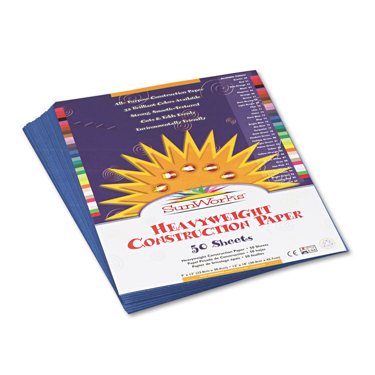 SunWorks - Construction Paper, 58 lb Text Weight, 9 x 12, Blue, 50/Pack