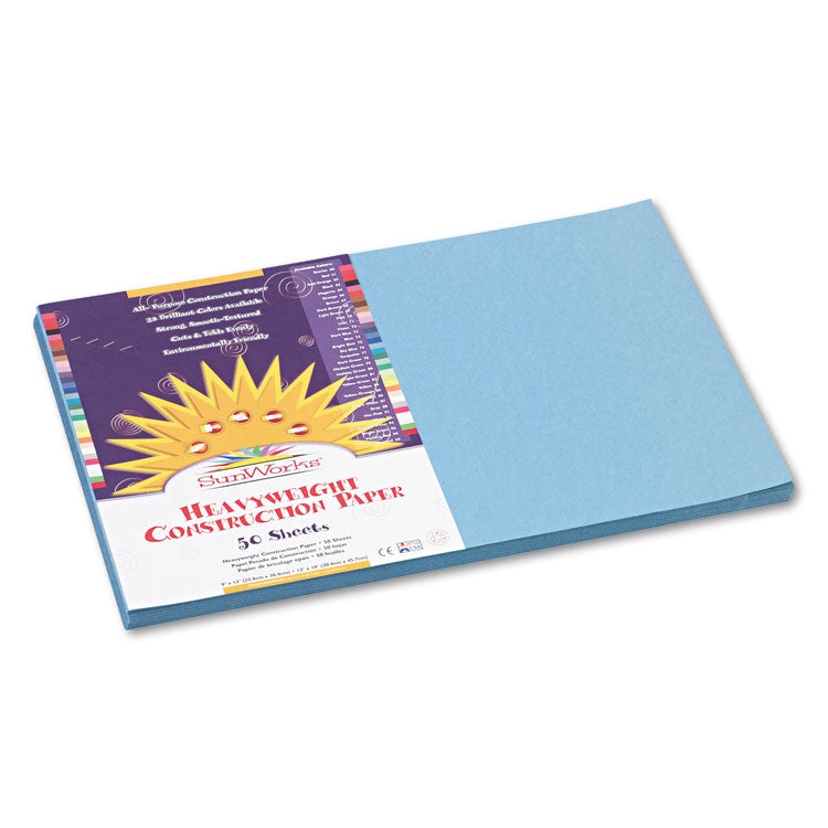 SunWorks - Construction Paper, 58 lb Text Weight, 12 x 18, Sky Blue, 50/Pack