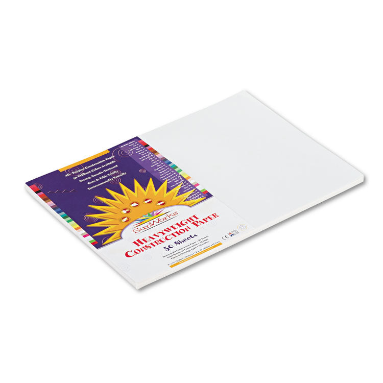 SunWorks - Construction Paper, 58 lb Text Weight, 12 x 18, White, 50/Pack