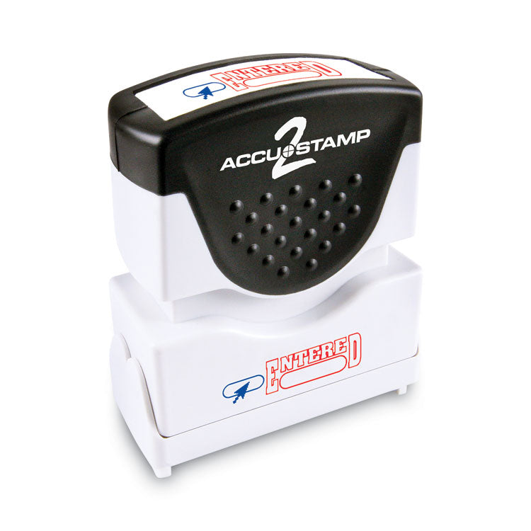 ACCUSTAMP2 - Pre-Inked Shutter Stamp, Red/Blue, ENTERED, 1.63 x 0.5
