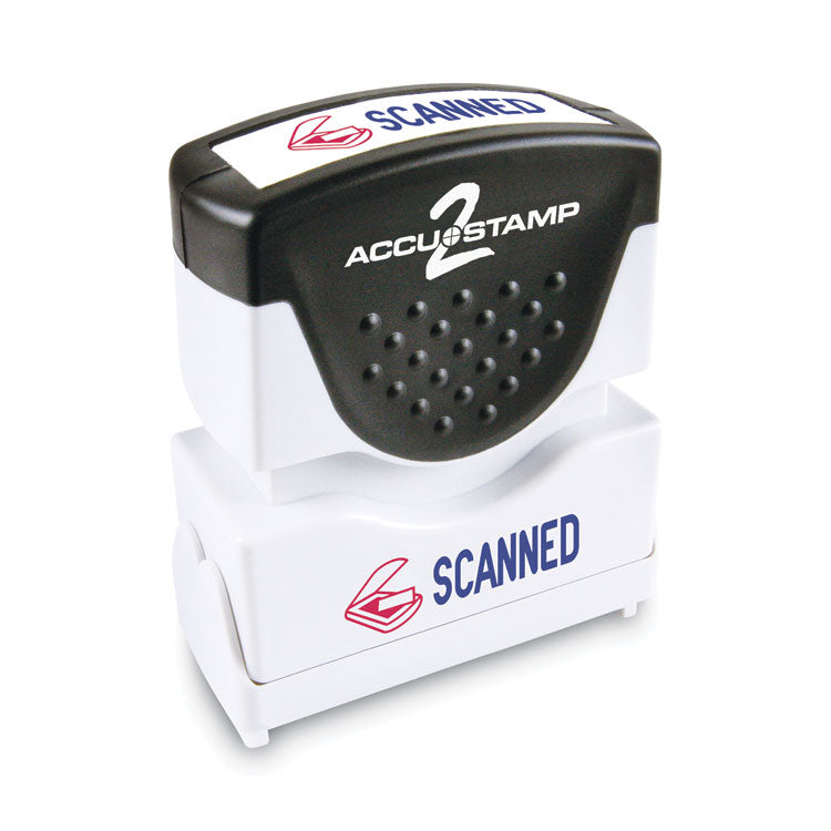 ACCUSTAMP2 - Pre-Inked Shutter Stamp, Red/Blue, SCANNED, 1.63 x 0.5