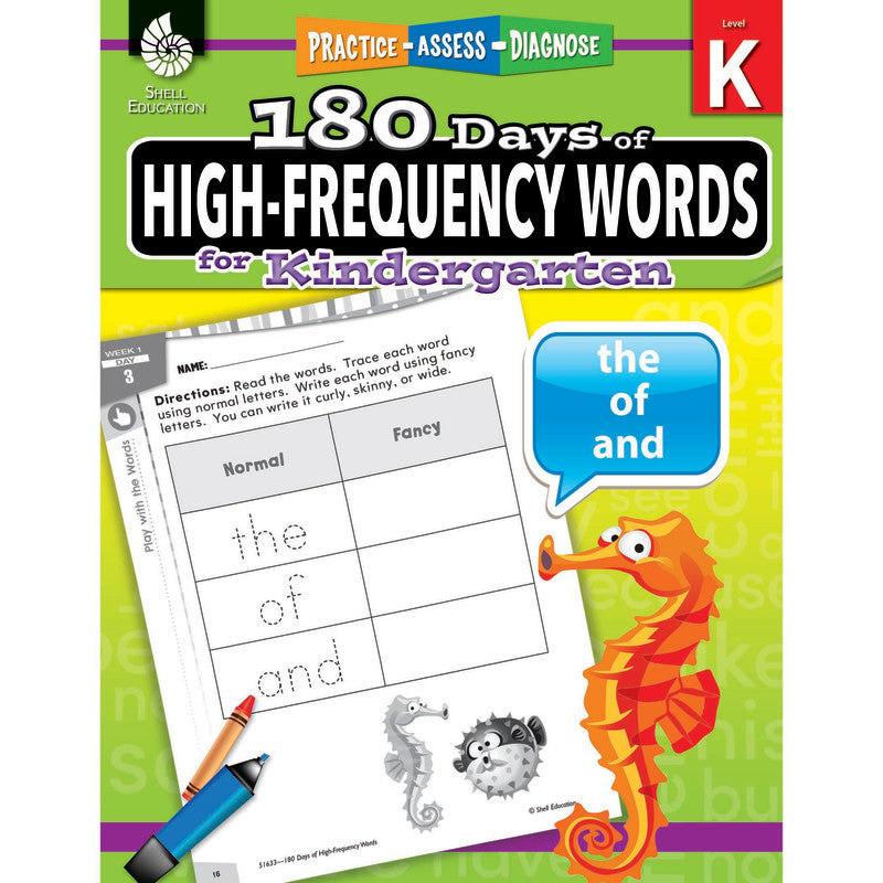 SHELL EDUCATION - 180 Days of High-Frequency Words for Kindergarten