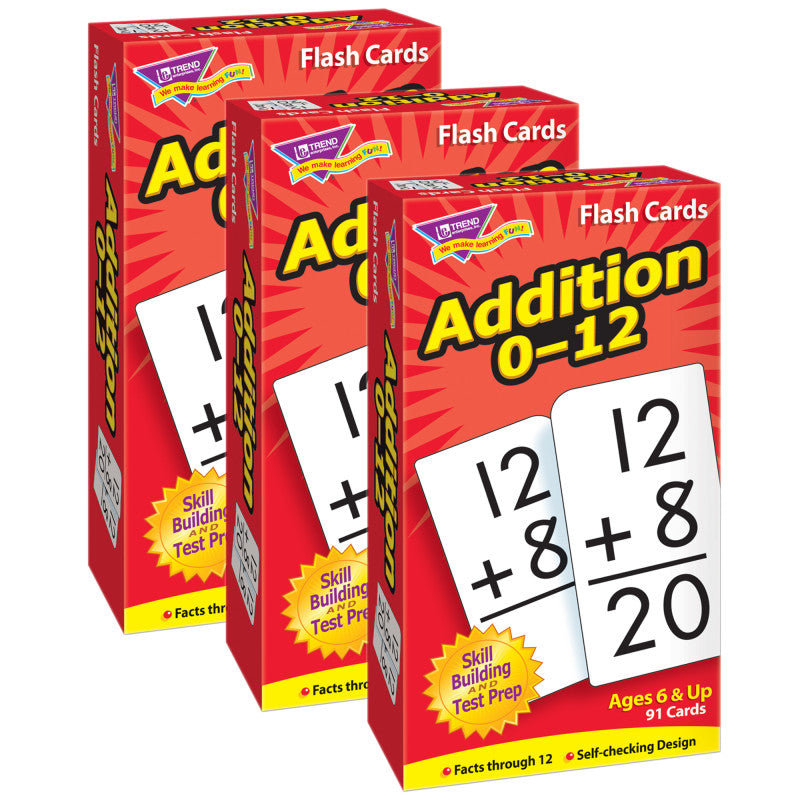 TREND - Addition 0-12 Skill Drill Flash Cards, Pack of 3