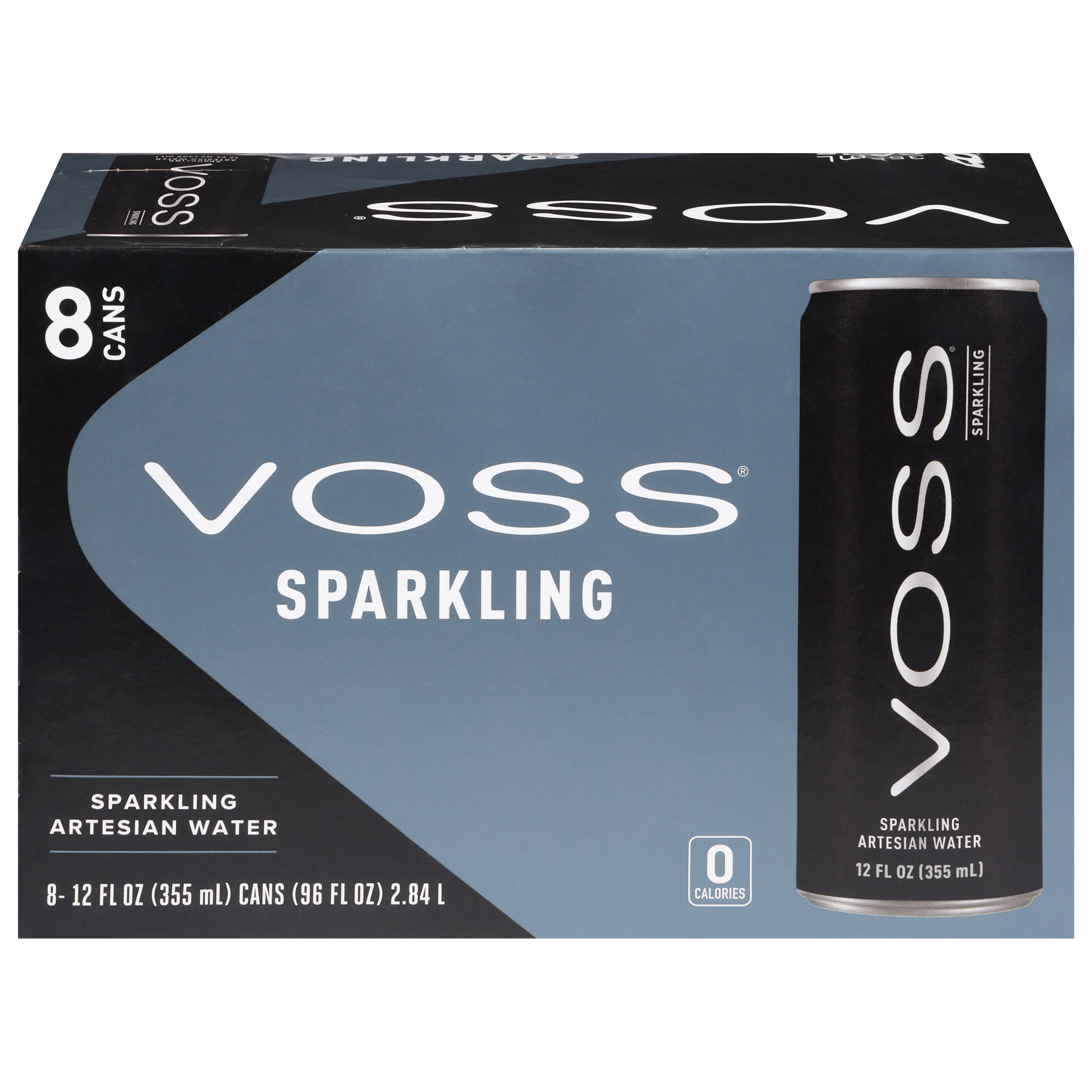 Voss Sparkling Artesian Water 8 - 12 fl oz Cans - Case of 3