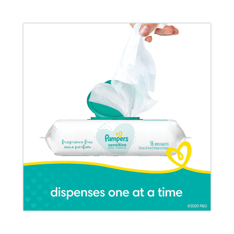 Pampers - Sensitive Baby Wipes, 6.8 x 7, Unscented, White, 56/Pack