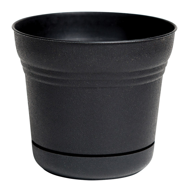 BLOEM - Bloem Saturn 8.5 in. H X 10 in. D Plastic Flower Pot Black