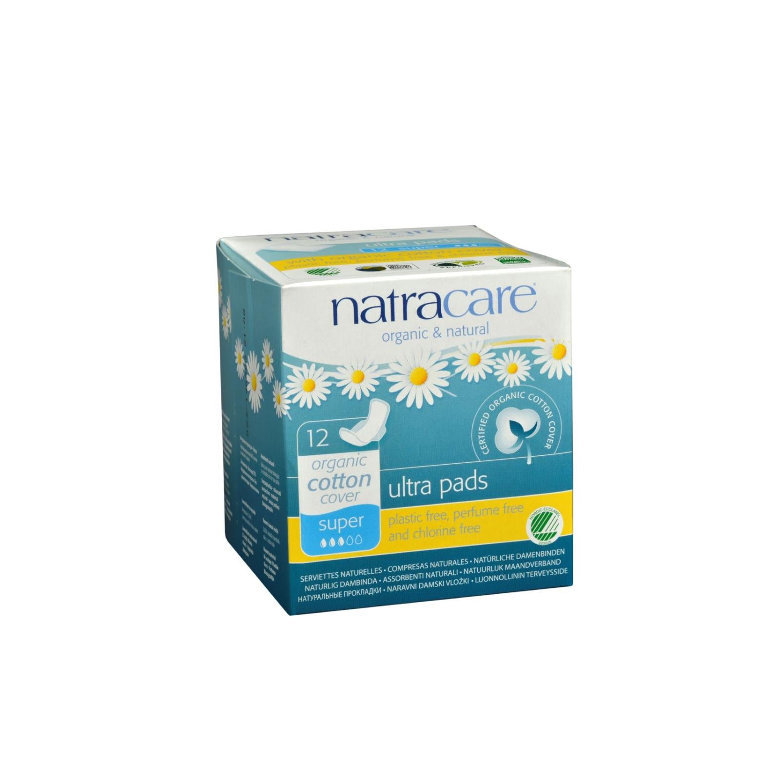 Natracare Natural Ultra Pads w/wings Super w/organic cotton cover - 12 Pack
