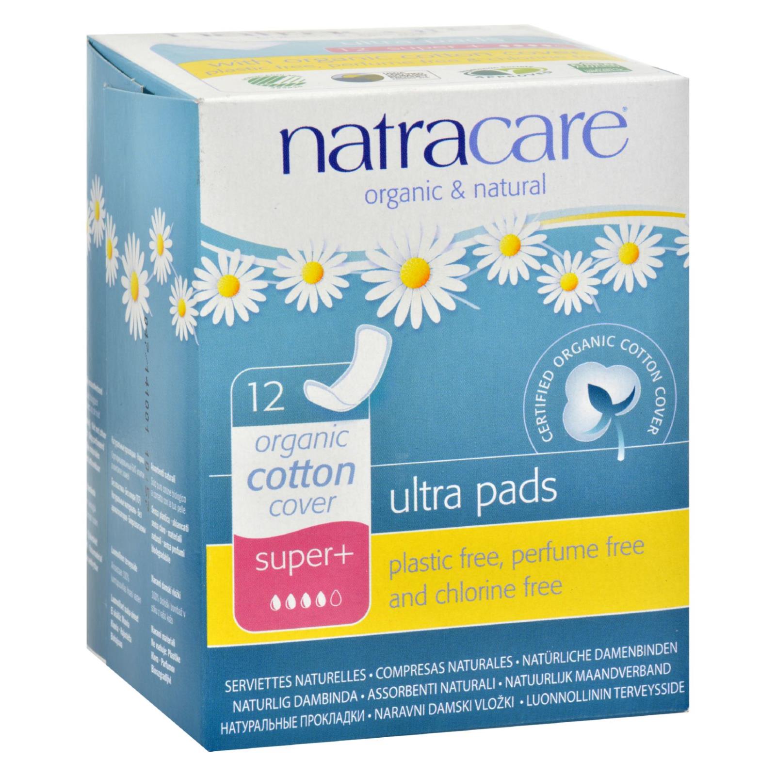 Natracare Natural Ultra Pads Super Plus w/organic cotton cover - 12 Pack
