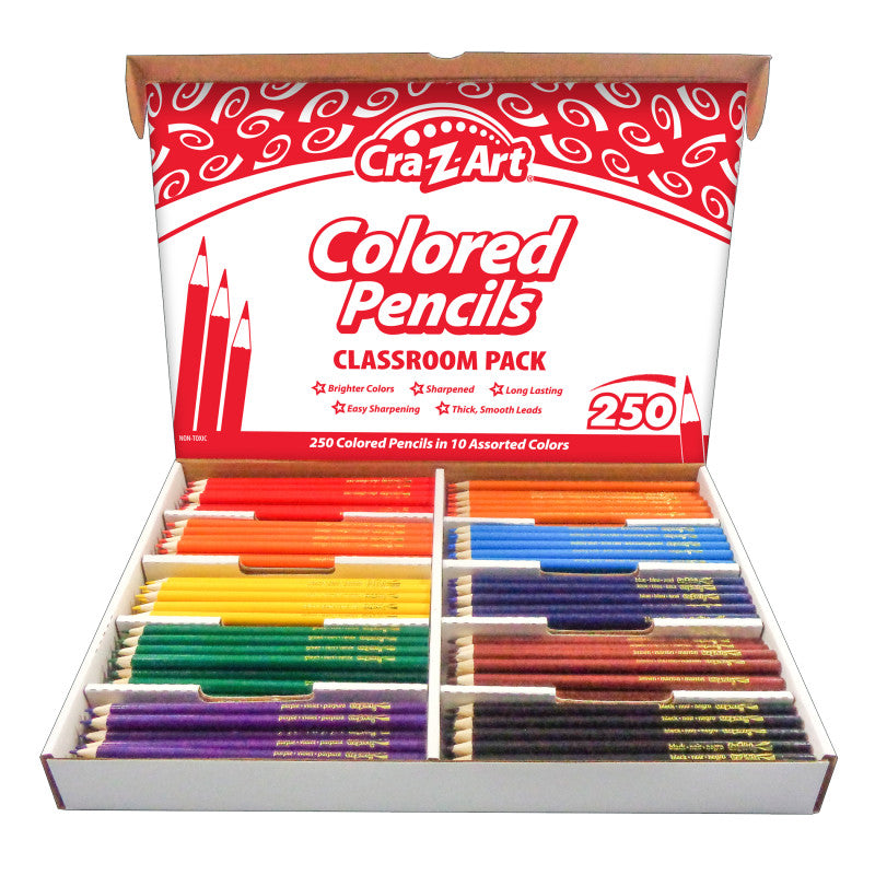 CRA-Z-ART - Colored Pencil Classroom Pack, 10 Colors, Box of 250