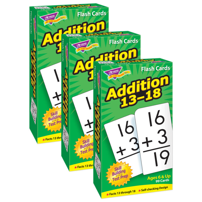 TREND - Addition 13-18 Skill Drill Flash Cards, 3 Packs