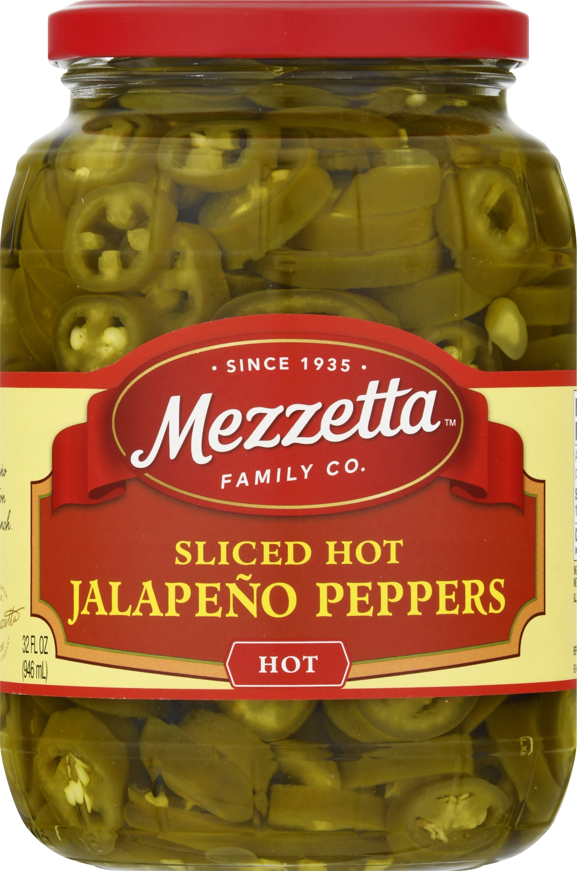 Mezzetta Sliced Hot Jalapeno Peppers 32 oz - Case of 6