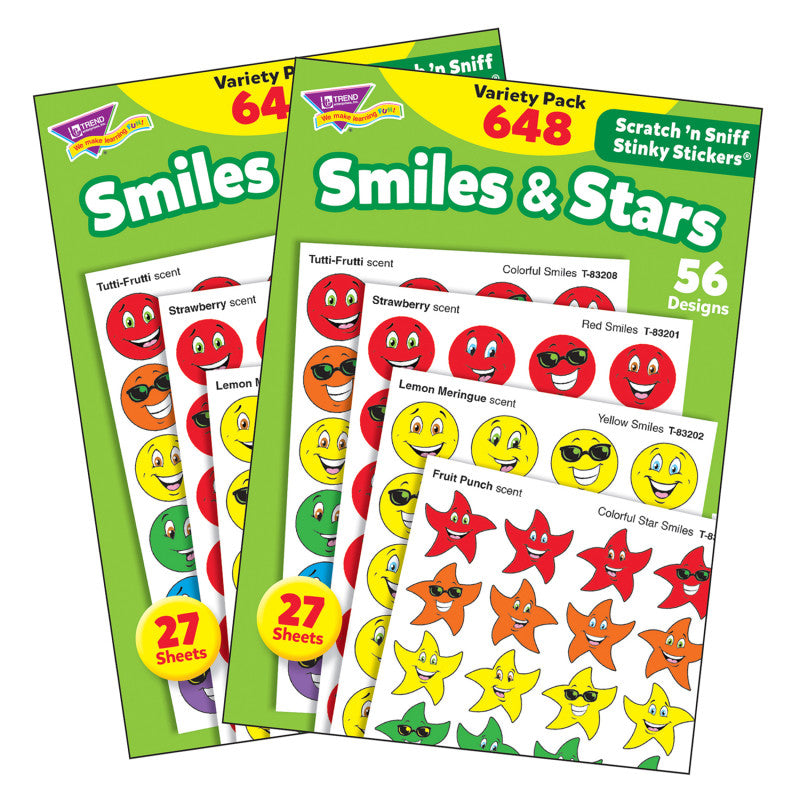TREND - Smiles & Stars Stinky Stickers® Variety Pack, 648 Per Pack, 2 Packs