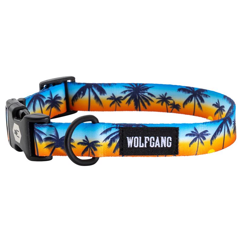 WOLFGANG - Wolfgang Multicolored Sunset palms Polyester Dog Adjustable Collar Large