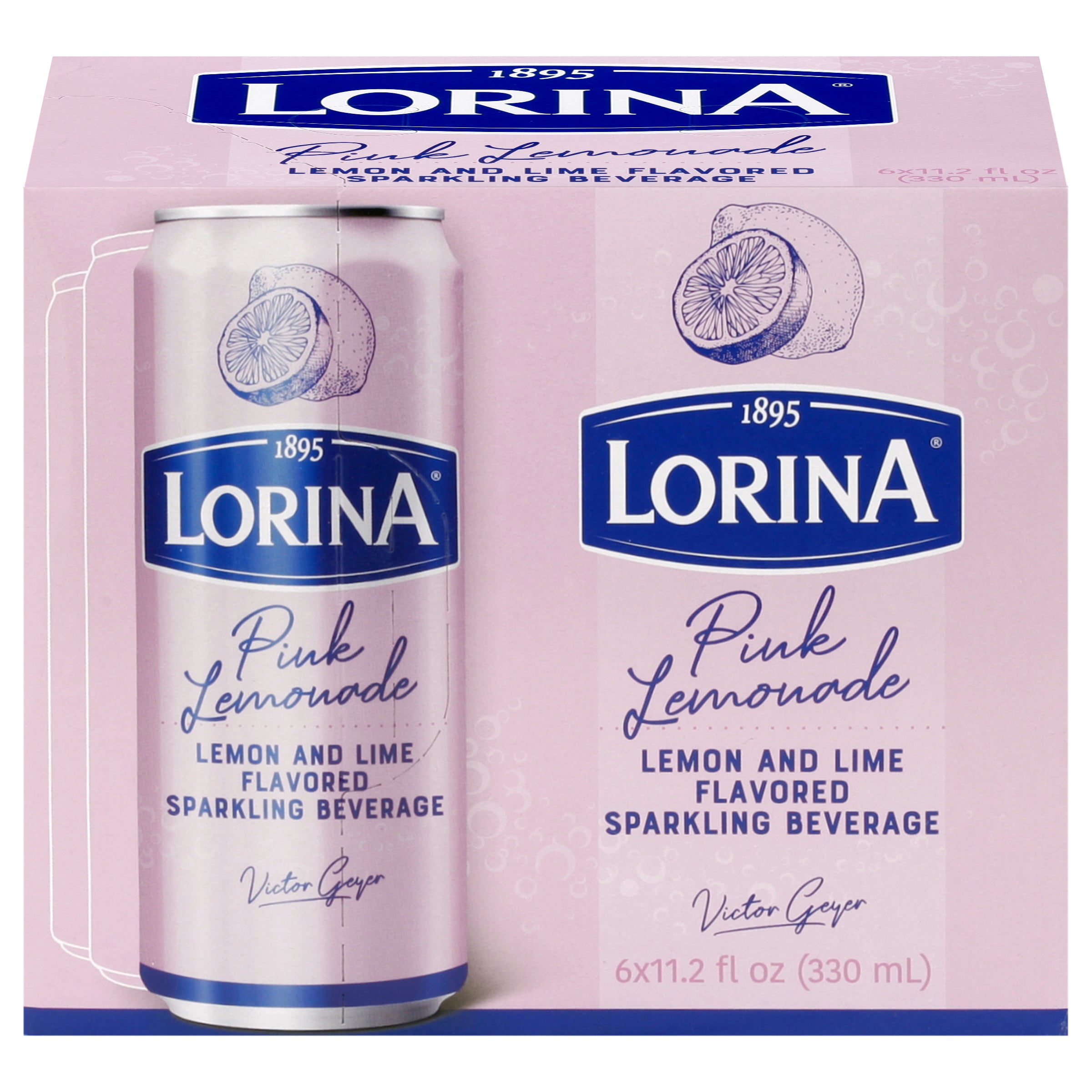 Lorina Sparkling Pink Lemonade Beverage 6 - 11.2 fl oz Cans - Case of 4