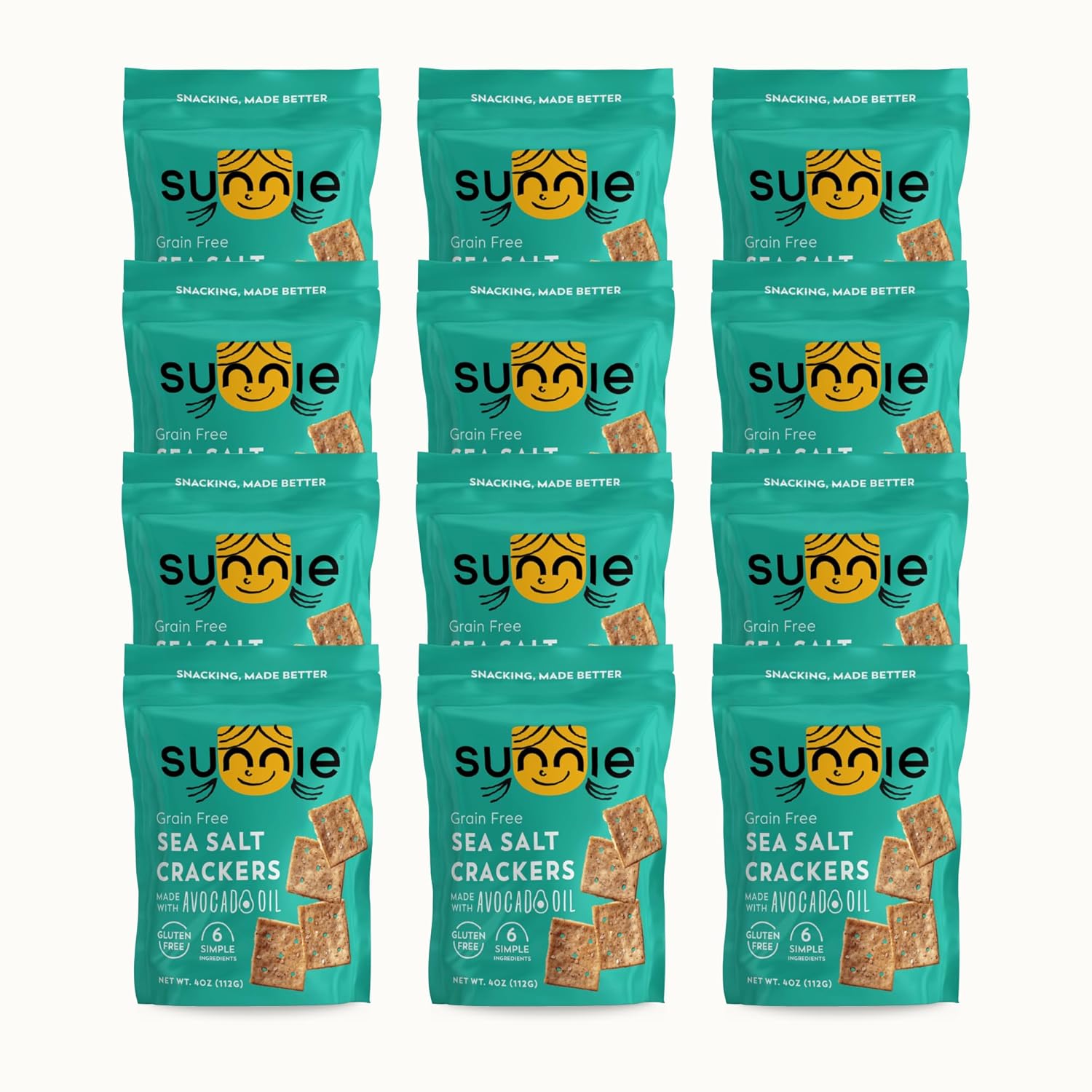 Sunnie - Sea Salt Crackers with Avocado Oil - 4 Oz - Pack of 12