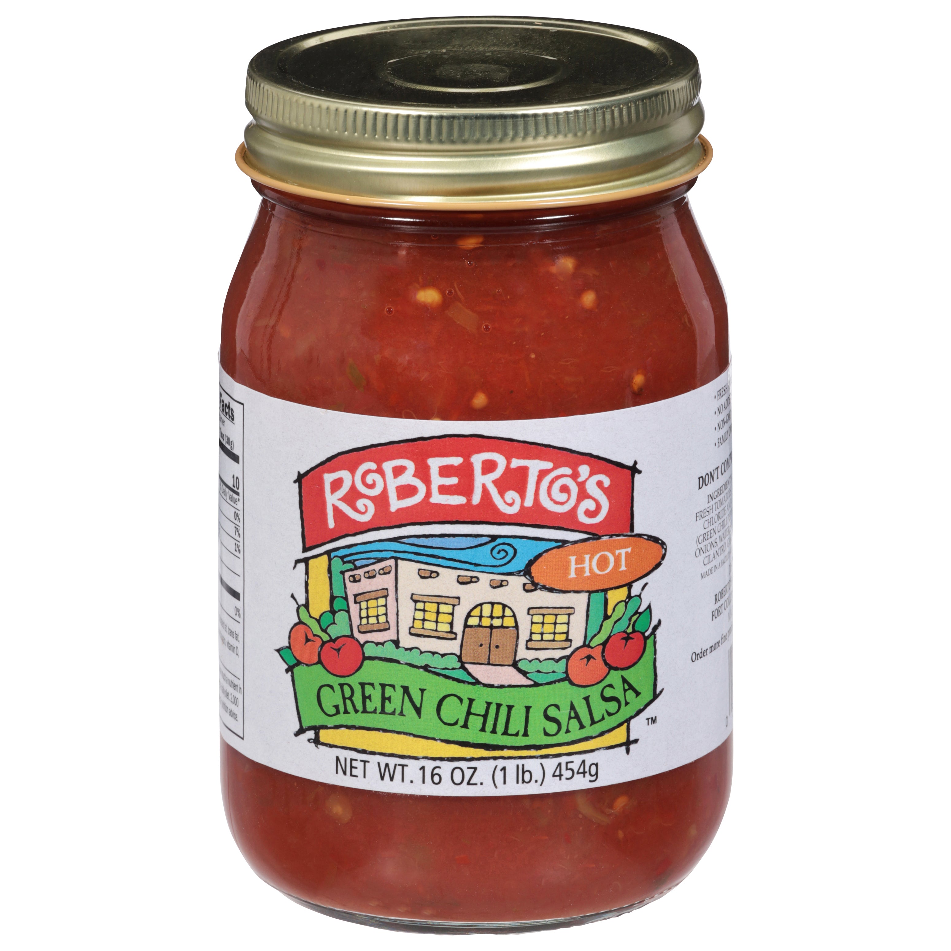 Roberto's Hot Green Chili Salsa 16 oz - Case of 12