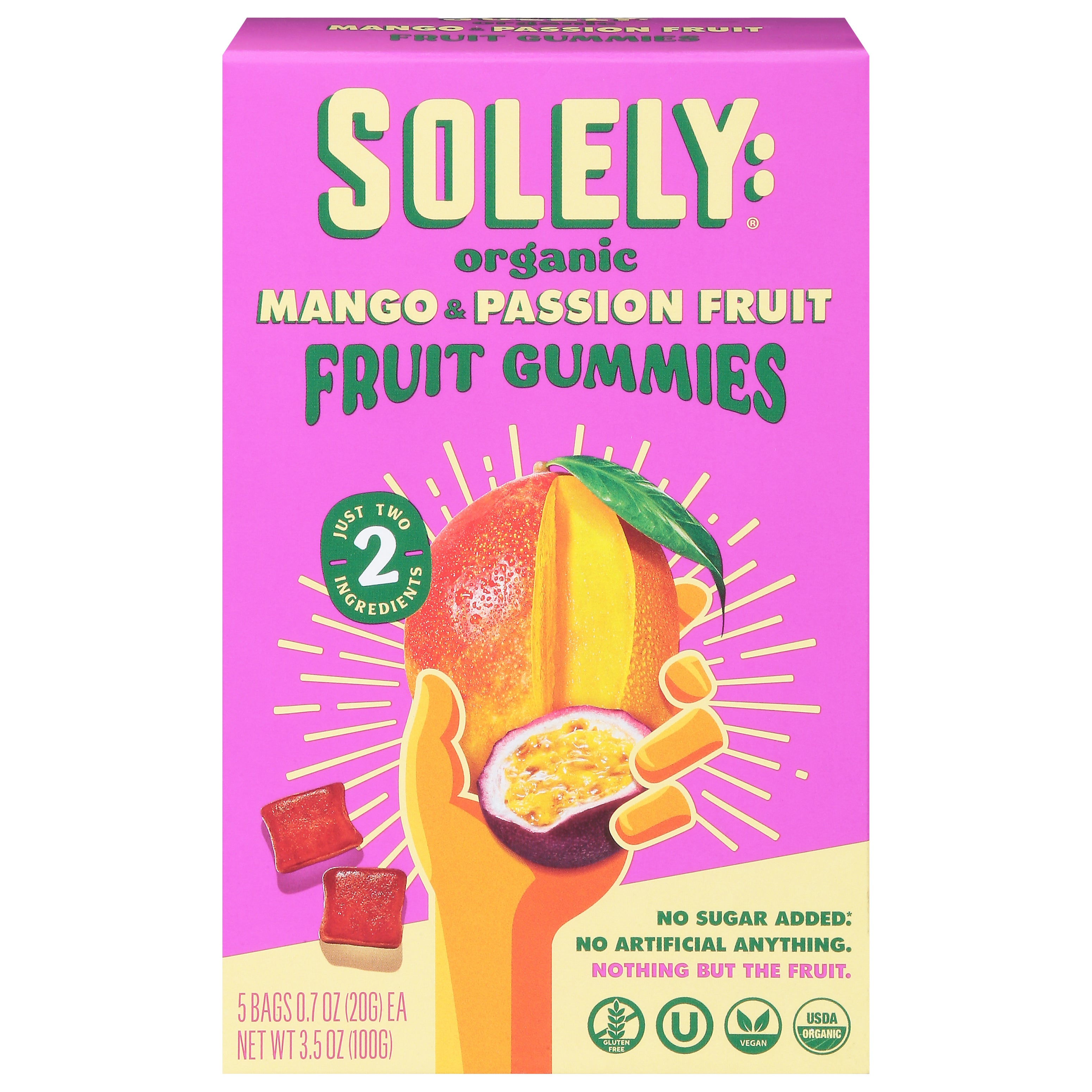 Solely Organic Mango & Passion Fruit Fruit Gummies Bag 5 ea - Case of 8