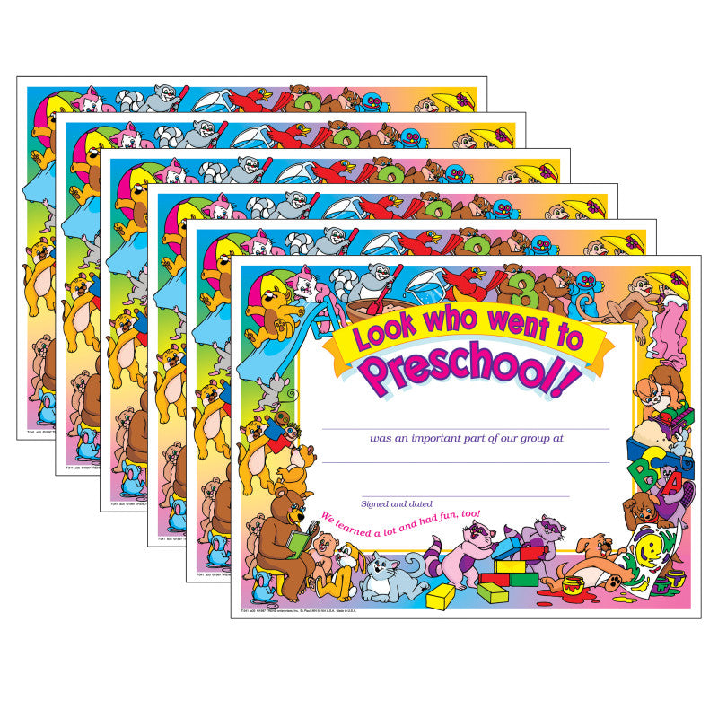 TREND - Look who went to Preschool! Certificate, 30 Per Pack, 6 Packs