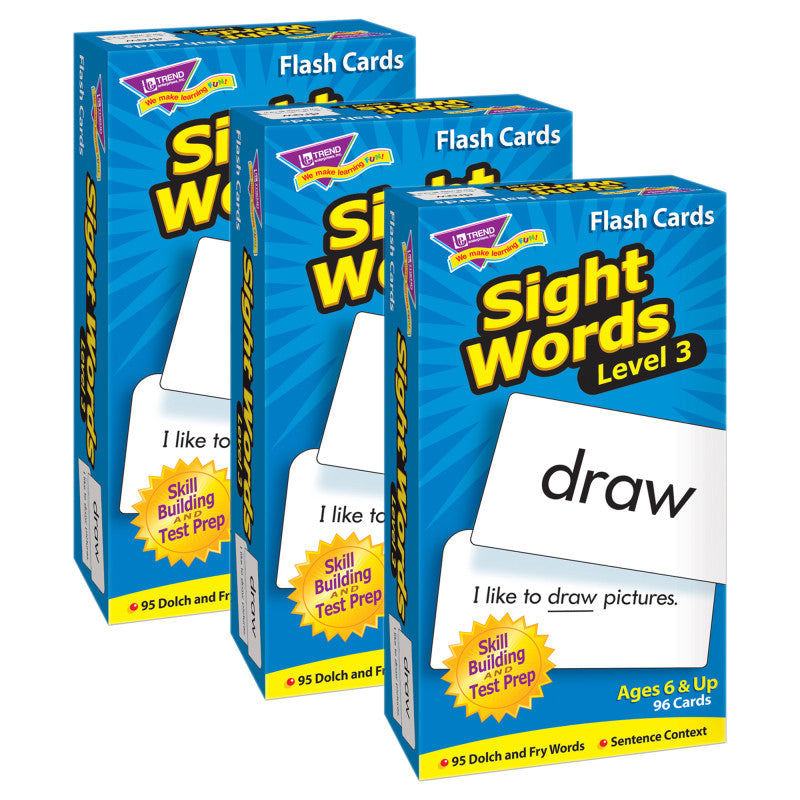 TREND - Sight Words – Level 3 Skill Drill Flash Cards, 3 Packs