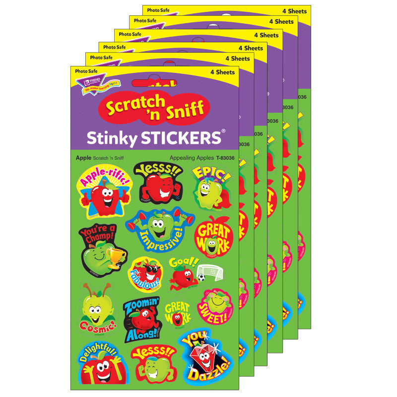 TREND - Appealing Apples/Apple Mixed Shapes Stinky Stickers®, 60 Per Pack, 6 Packs