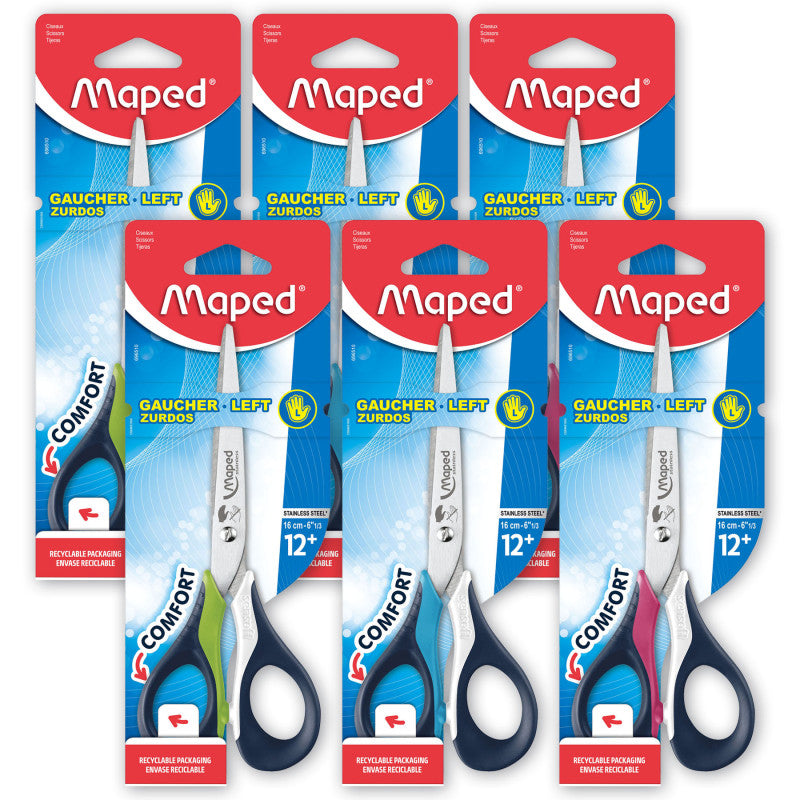 MAPED - 6" Sensoft Scissors with Flexible Handles - Lefty, Pack of 6