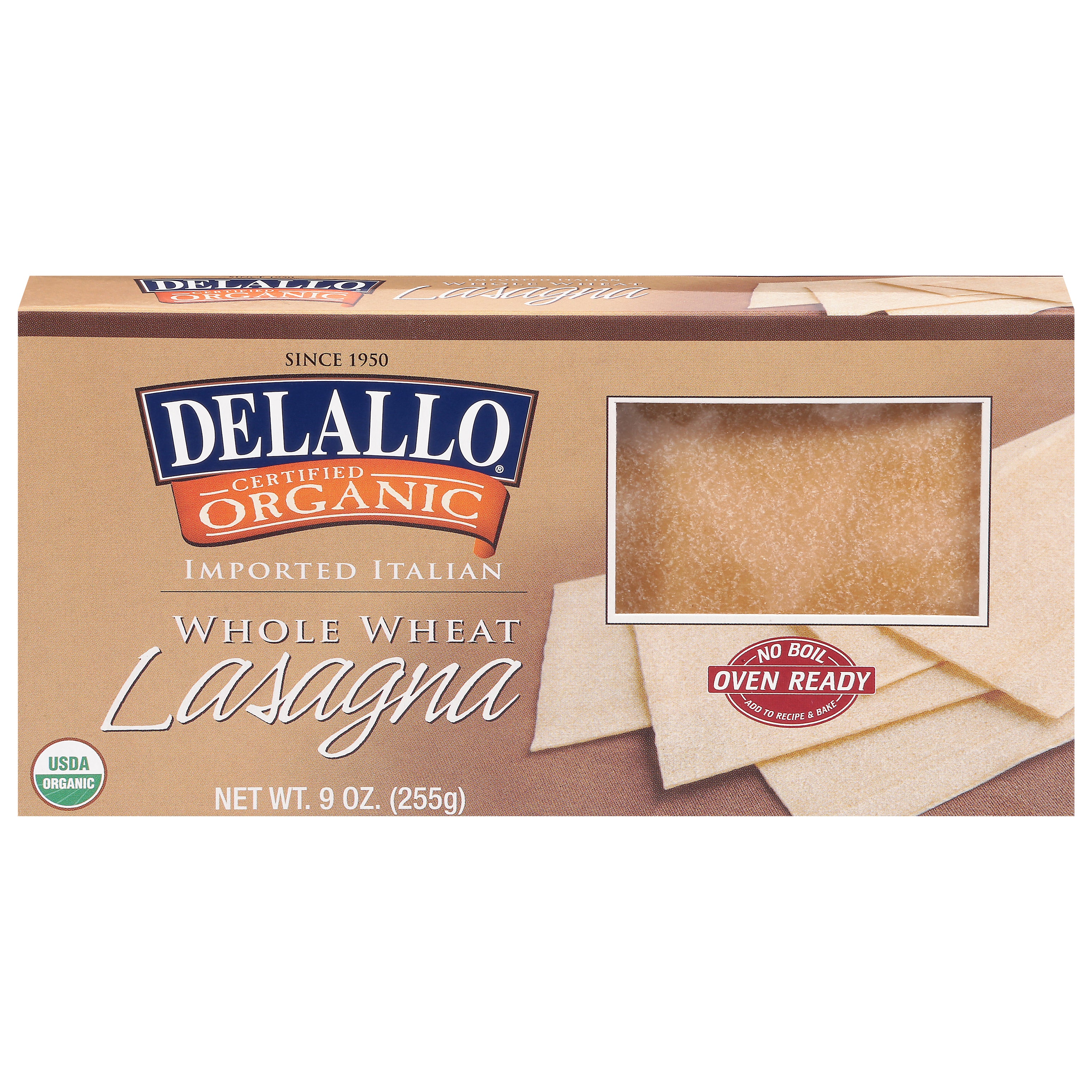 DeLallo Imported Italian Whole Wheat Lasagna 9 oz - Case of 12