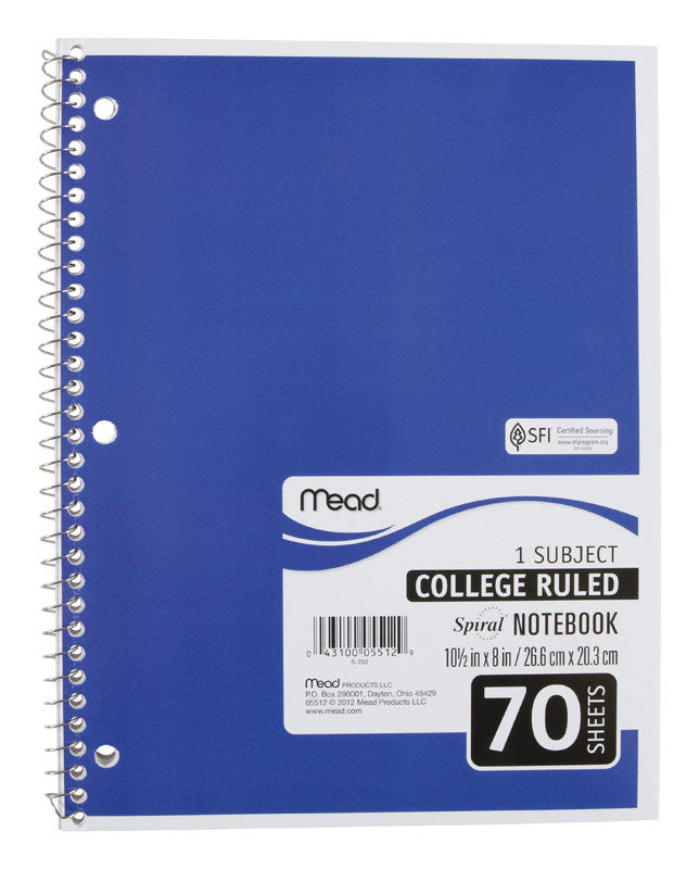 MEAD - Mead 8 in. W X 10-1/2 in. L College Ruled Spiral Notebook - Case of 24