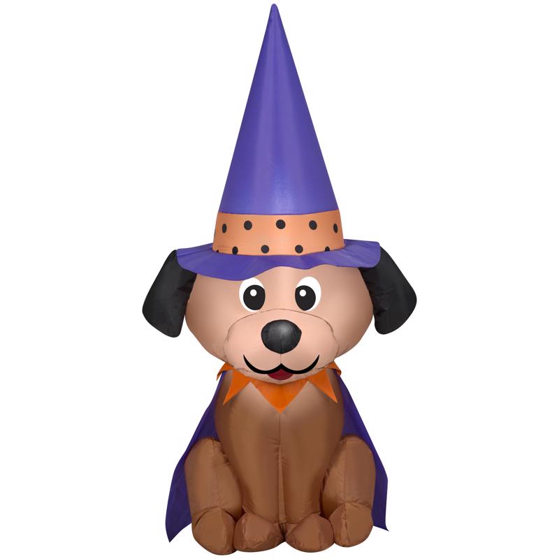 GEMMY - Gemmy 48 ft. Halloween Inflatable Dog in Witch Hat Inflatable
