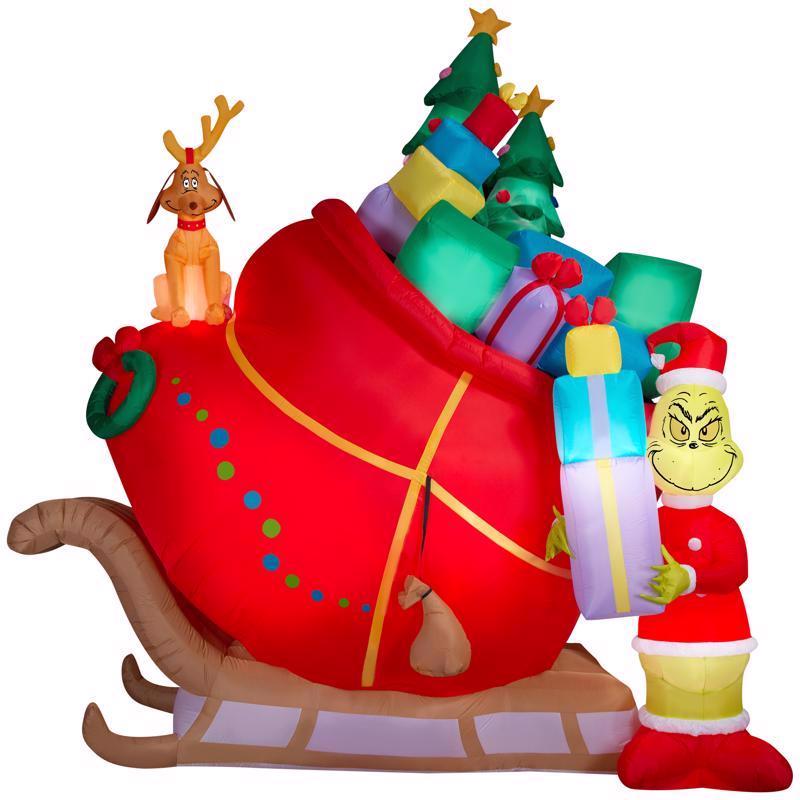 GEMMY - Gemmy Grinch and Max Sleigh 155 in. Inflatable