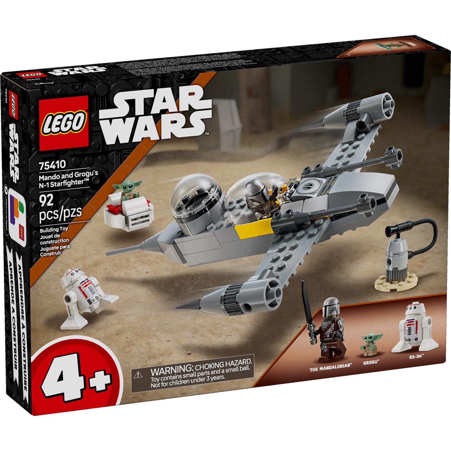 LEGO Star Wars Mando and Grogu's N-1 Starfighter Building Toy Multi 92 pc