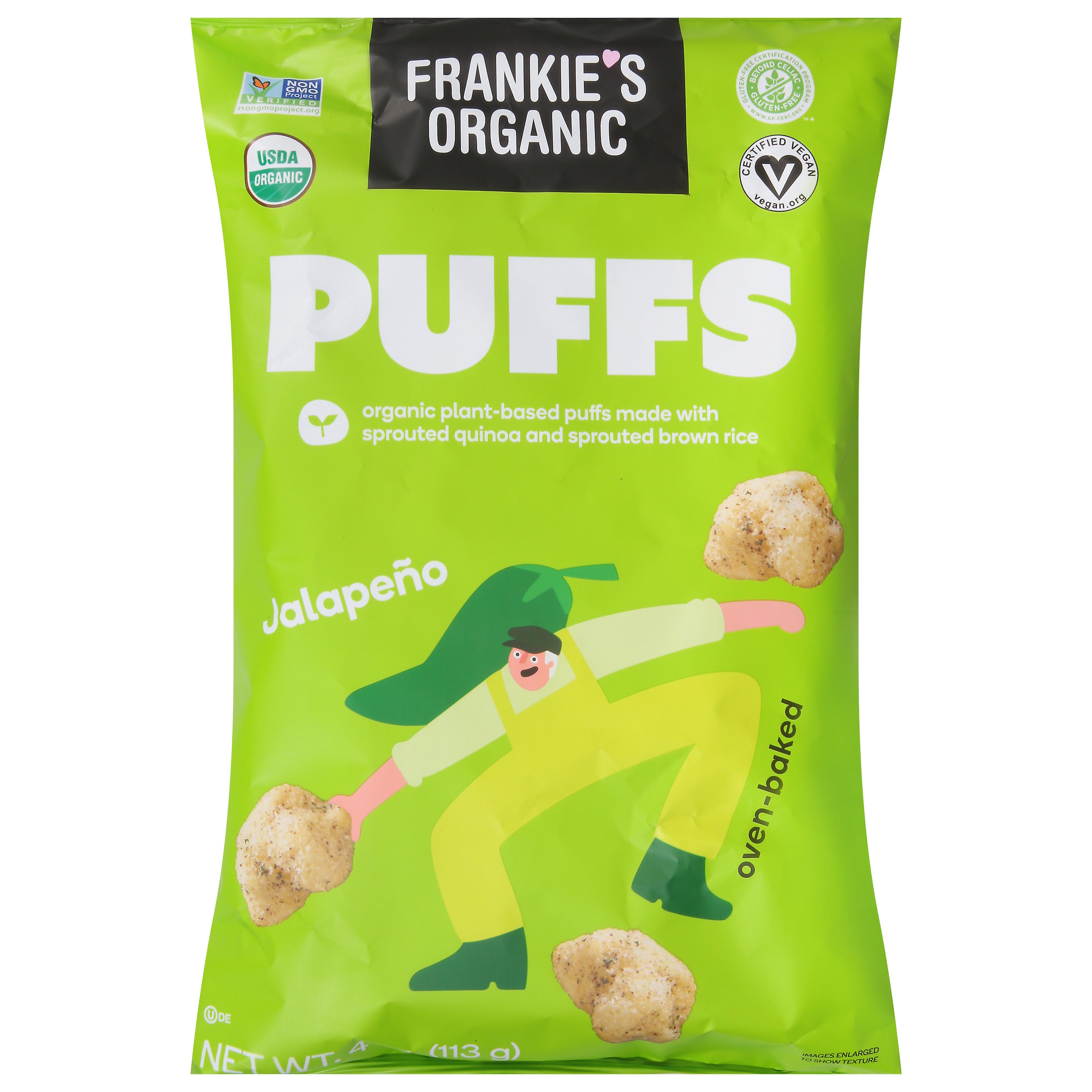 Frankie's Organic Oven-Baked Jalapeno Puffs 4 oz - Case of 12