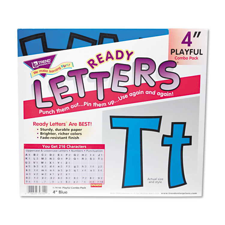 TREND - Ready Letters Playful Combo Set, Blue, 4"h, 216/Set