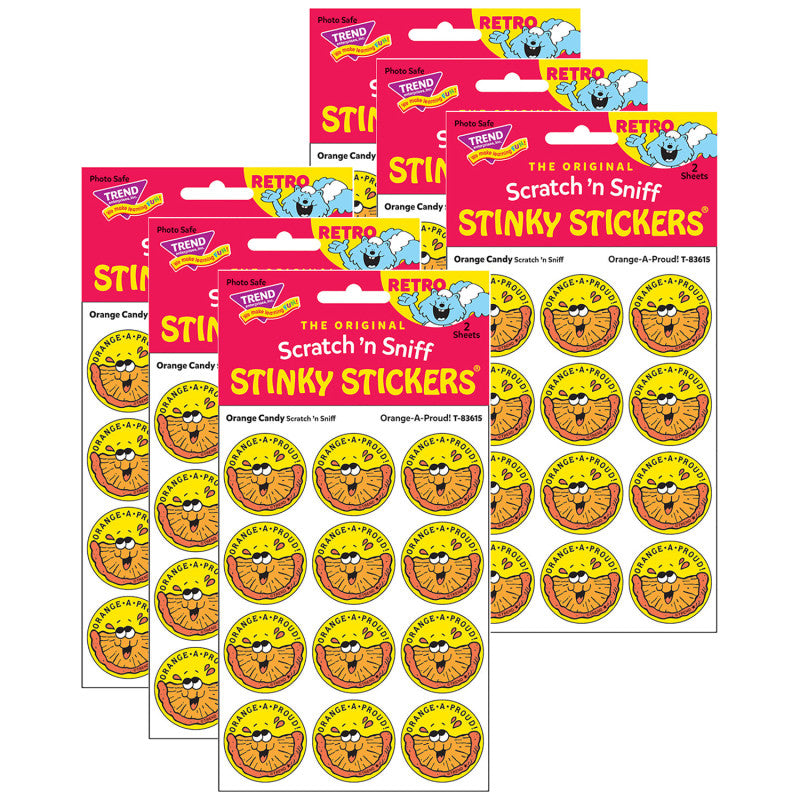 TREND - Orange-A-Proud!/Orange Candy Scented Stickers, 24 Per Pack, 6 Packs
