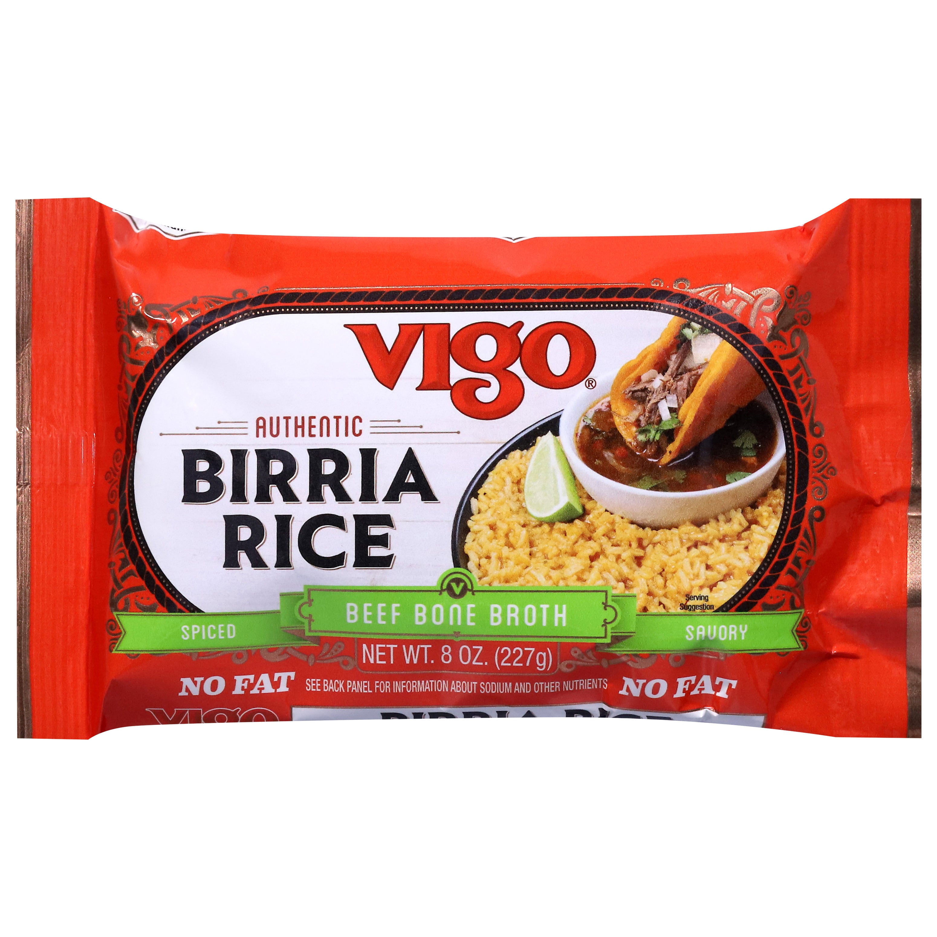 Vigo Authentic Spiced Beef Bone Broth Savory Birria Rice 8 oz - Case of 12