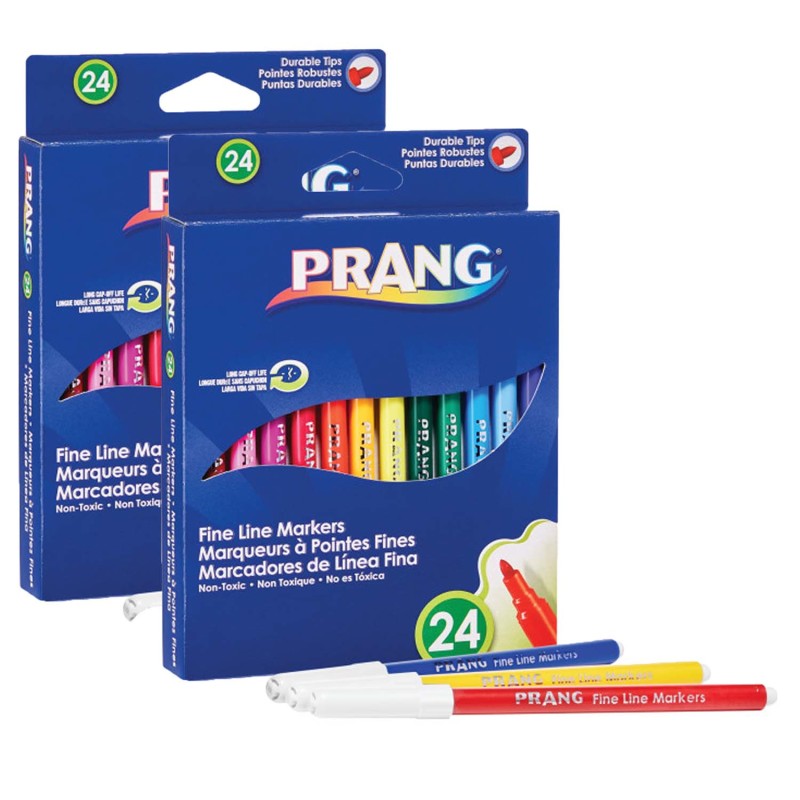 PRANG - Classic Art Markers, Fine Line, 24 Colors Per Pack, 2 Packs