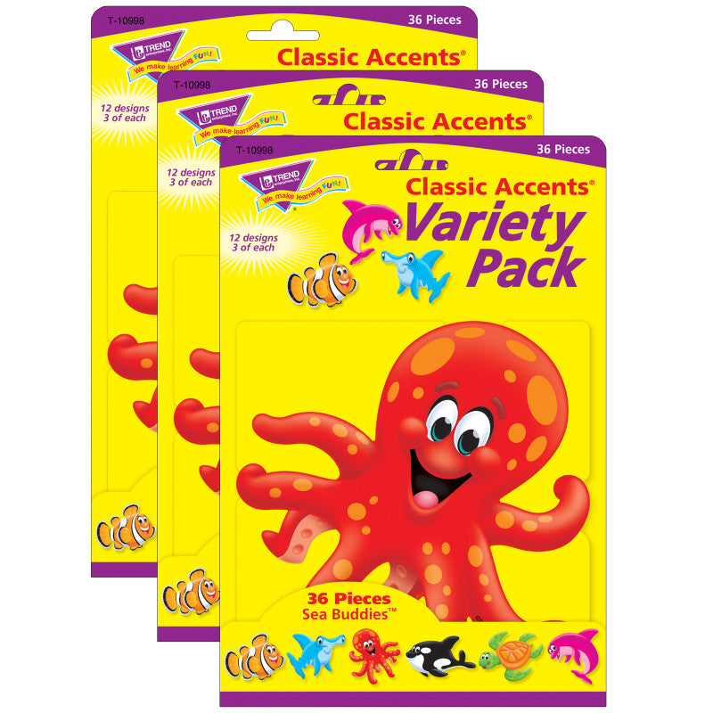TREND - Sea Buddies™ Classic Accents® Variety Pack, 36 Per Pack, 3 Packs