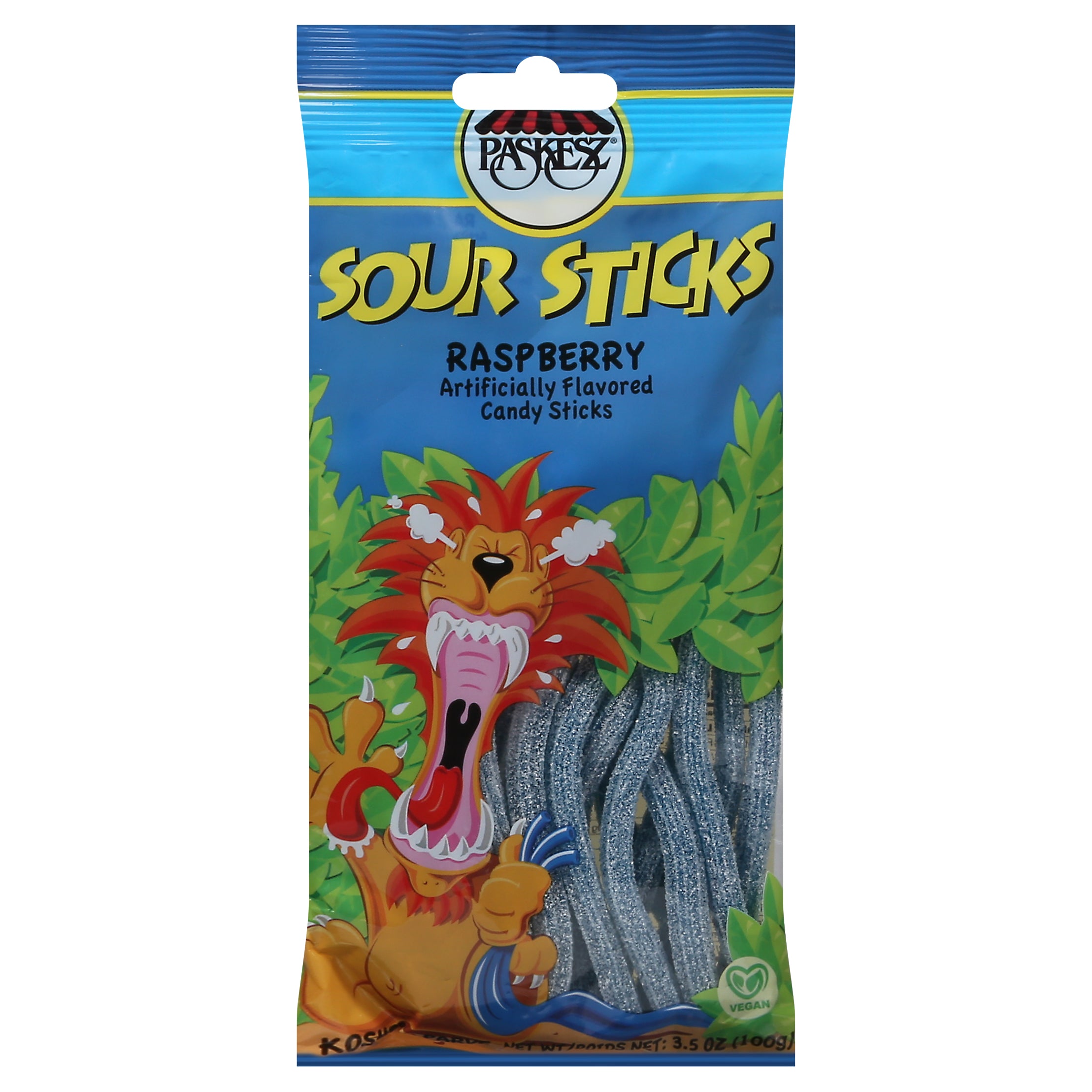 Paskesz Raspberry Sour Sticks 3.5 oz - Case of 24