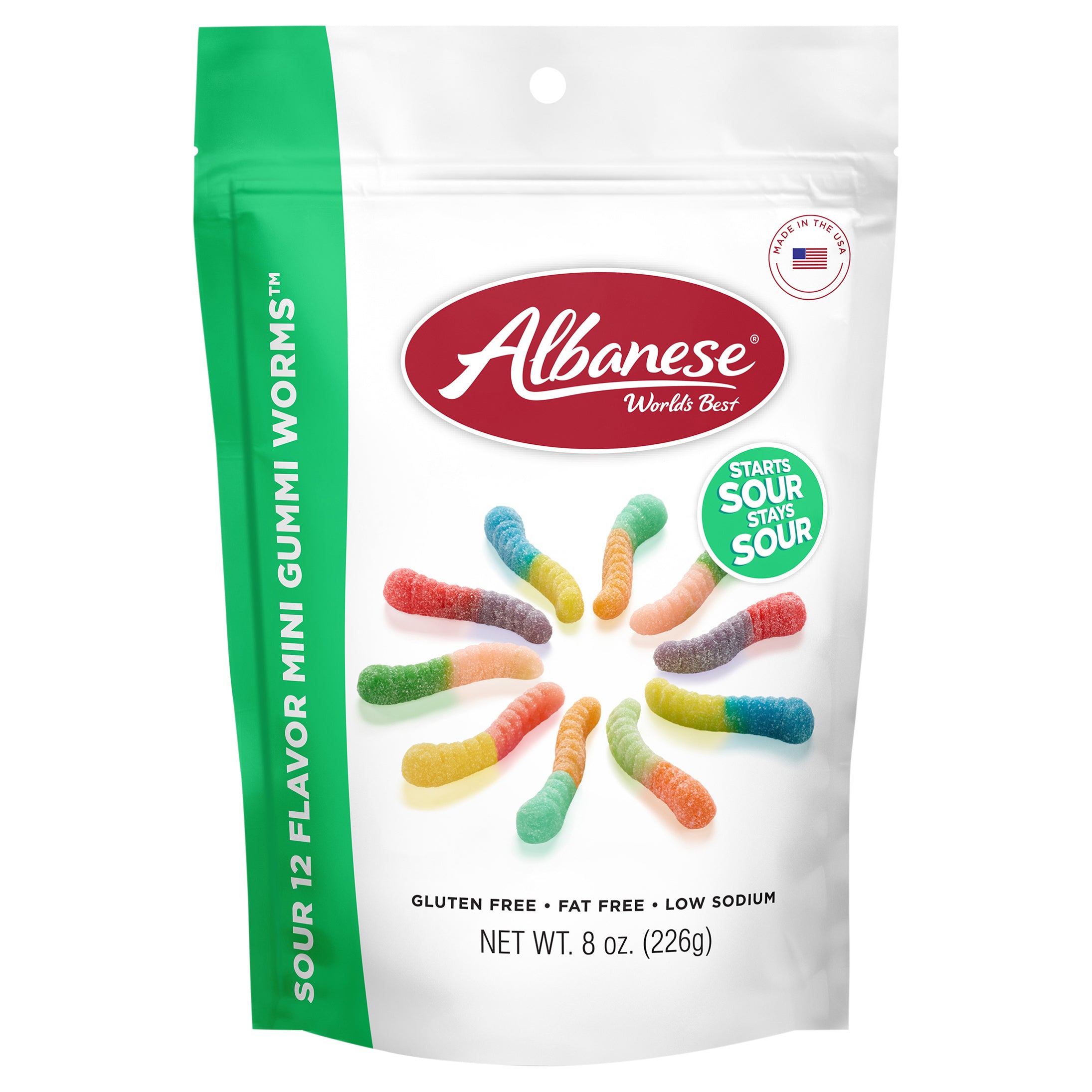 Albanese World's Best® Sour 12 Flavor Mini Gummi Worms™ - Case of 6