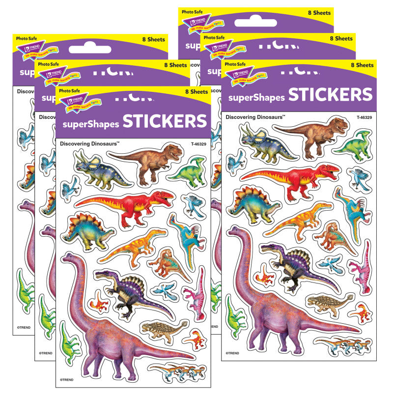 TREND - Discovering Dinosaurs® superShapes Stickers-Large, 152 Per Pack, 6 Packs