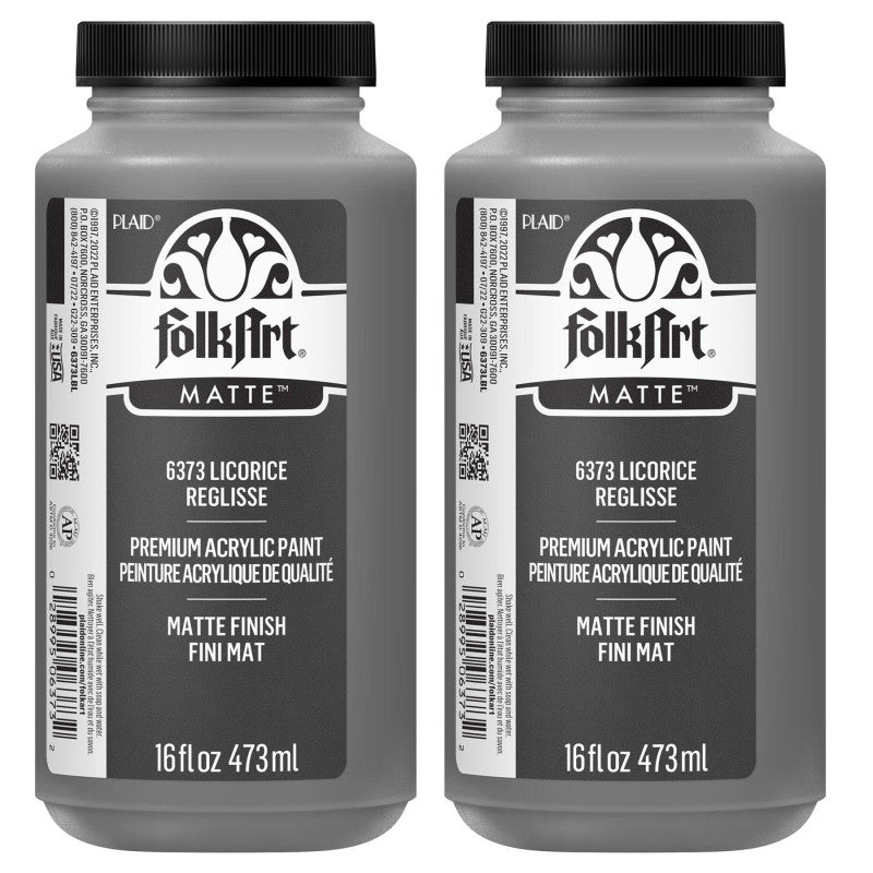Acrylic Paint Matte, 16oz., Licorice, Pack of 2