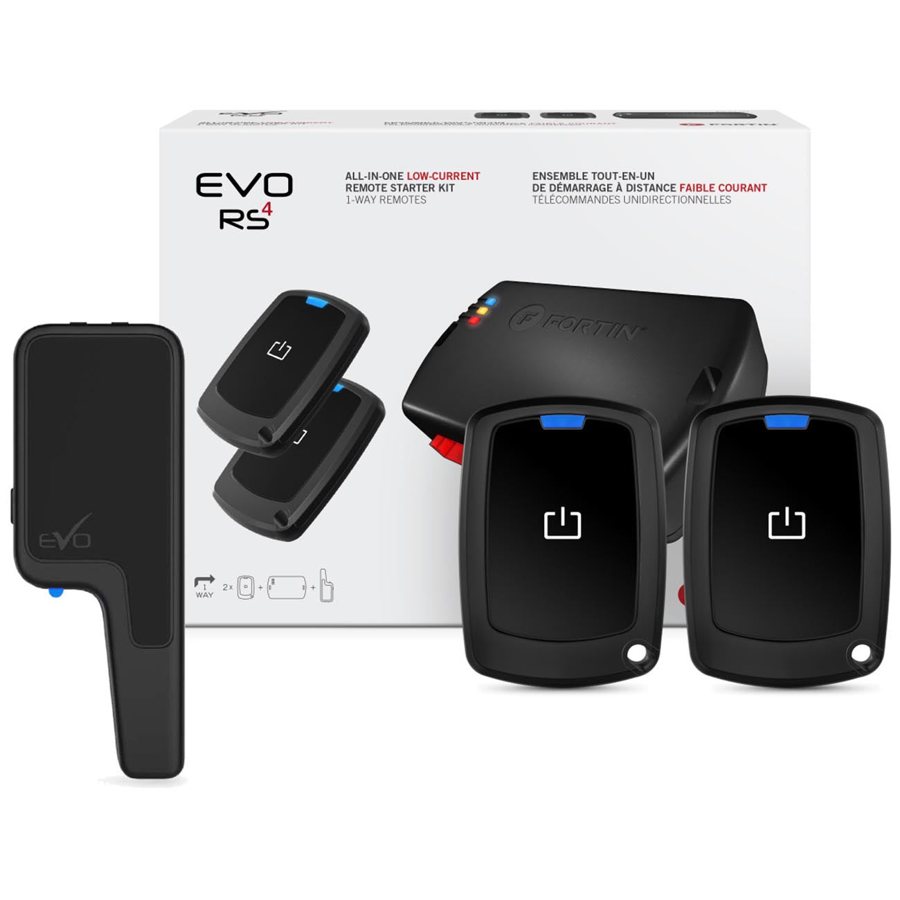 Fortin EVO-ALL Remote Starter for Low-Current Vehicles with Two 4-Button 1-Way Remotes