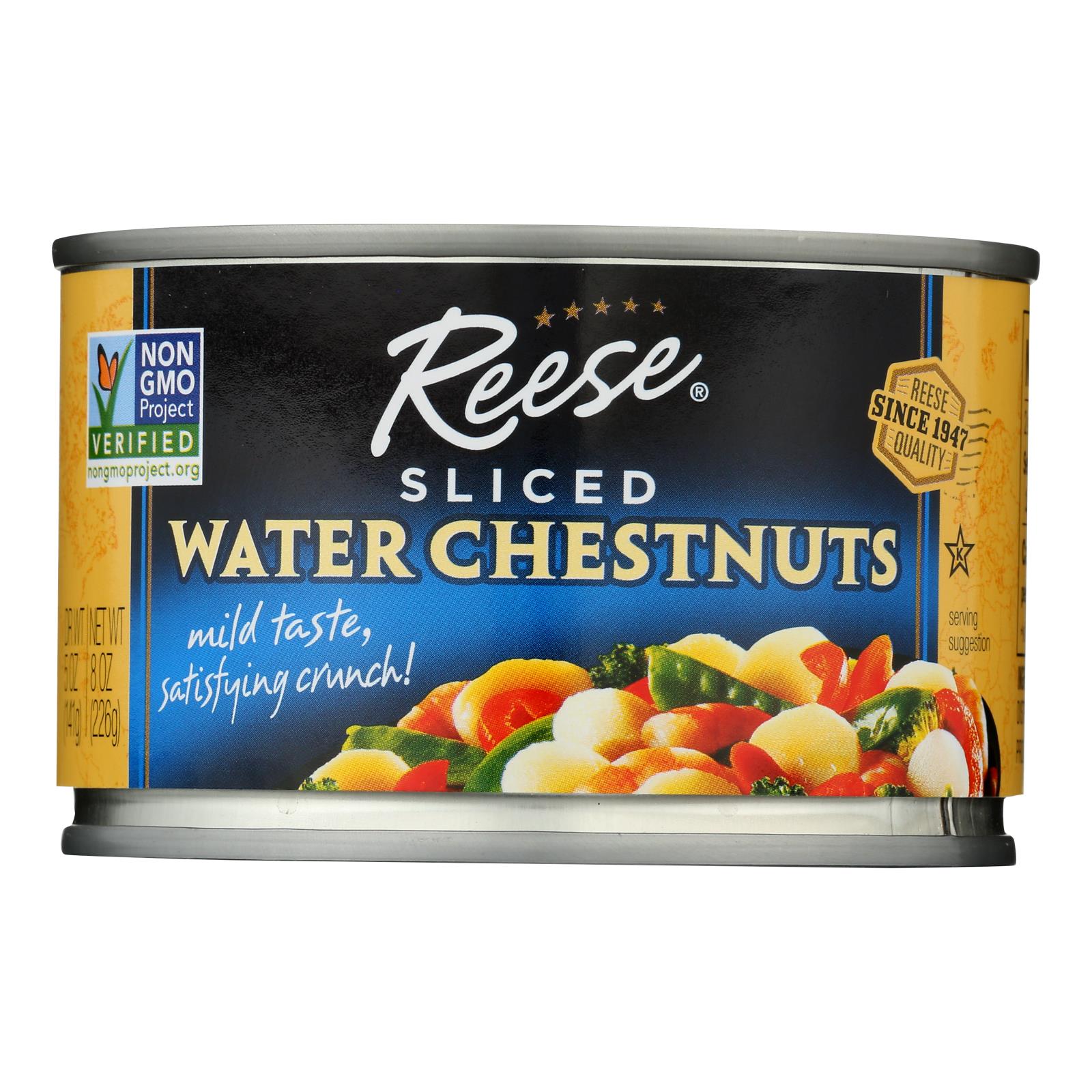 Reese Water Chestnuts - Sliced - Case of 12 - 8 oz.