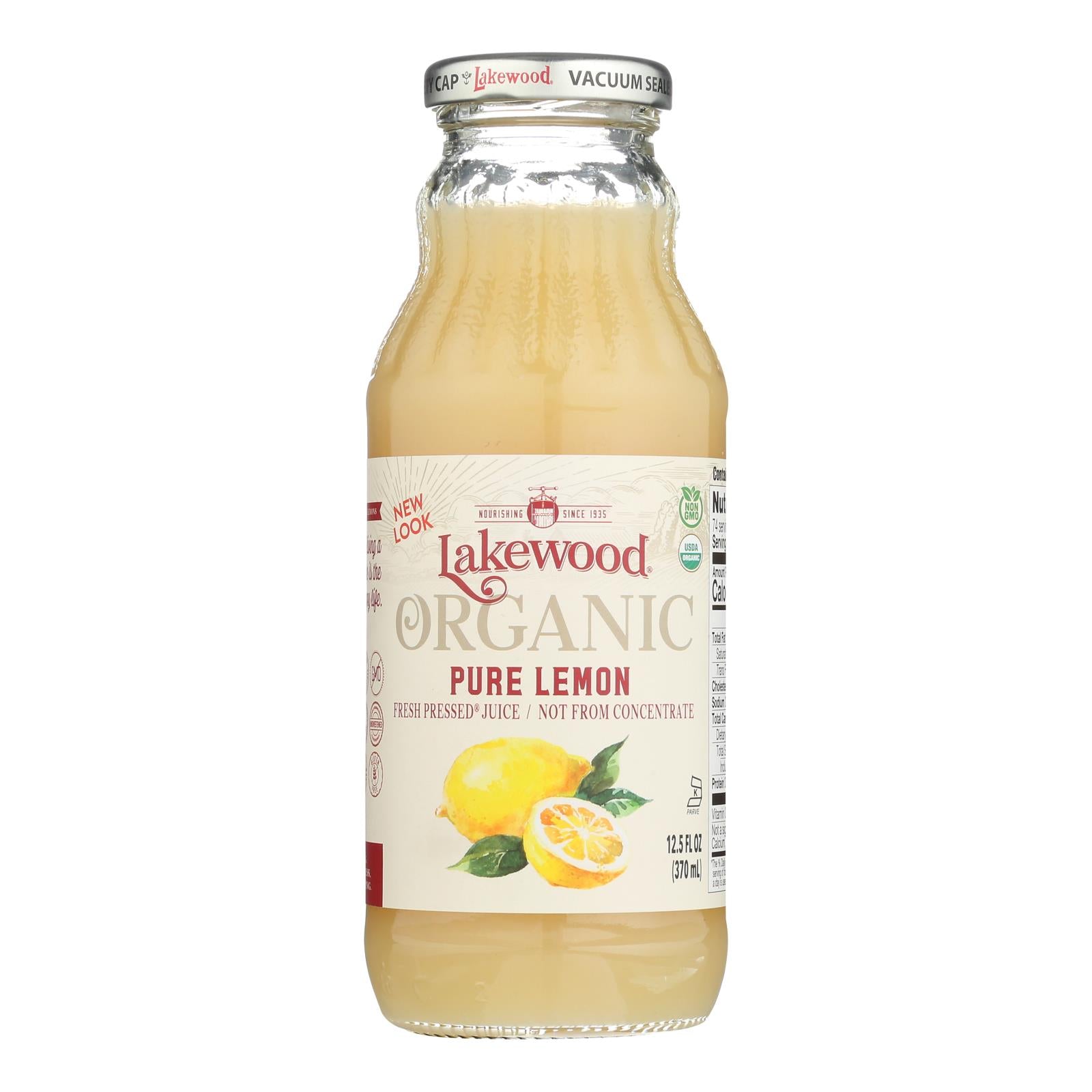 Lakewood Organic Pure Lemon - Lemon - Case of 12 - 12.5 Fl oz.