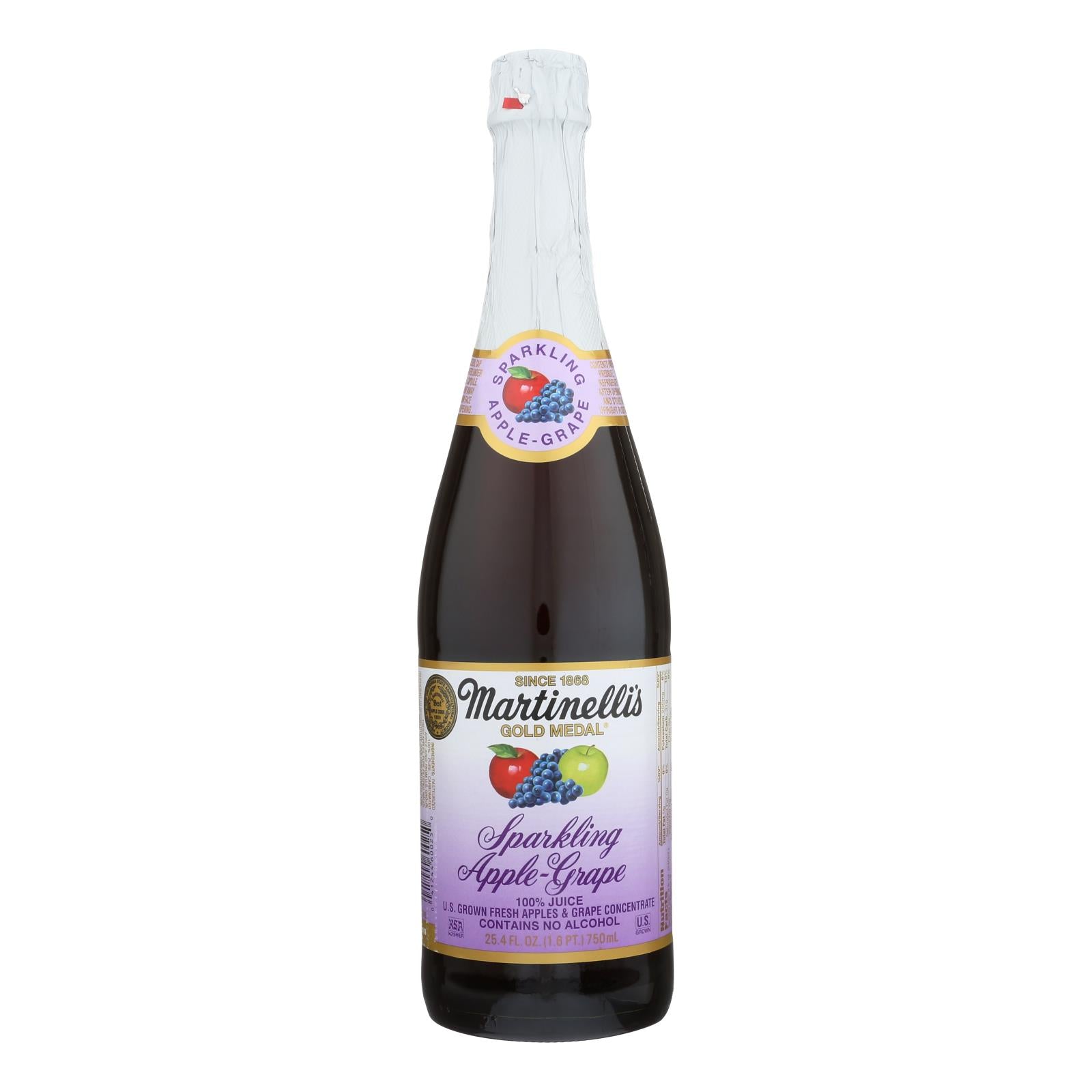 Martinelli's Sparkling Juice - Apple Grape - Case of 12 - 25.4 Fl oz.
