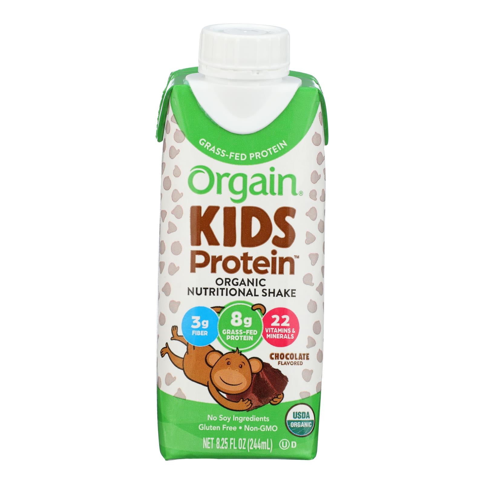 Orgain Organic Nutrition Shake - Chocolate Kids - 8.25 fl oz - Case of 12