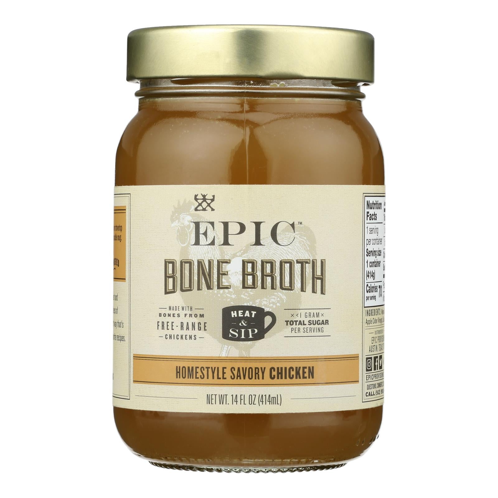 Epic Bone Broth-Homestyle Savory Chicken - Case of 6 - 14 FZ