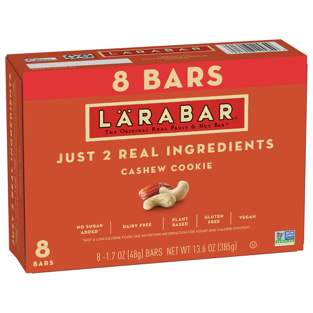 Larabar Cashew Cookie, Gluten Free Vegan Fruit & Nut Bar, 1.7 oz Bars, 8 Ct - Case of 6