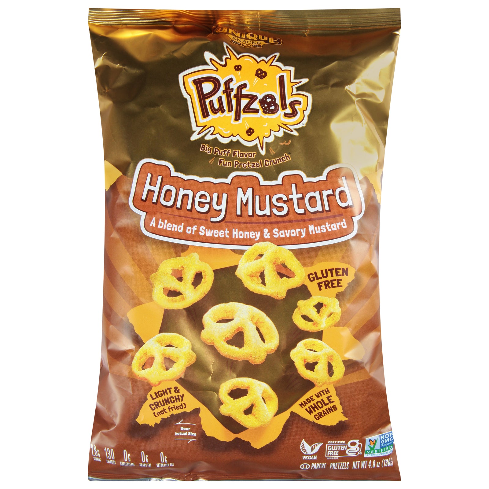 Unique Pretzels - Puffzels Honey Mustard - CS of 6-4.8 OZ