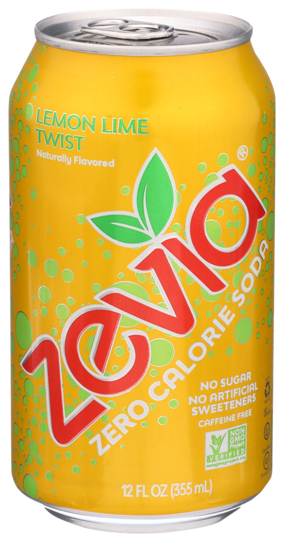 Zevia Zero Sugar Lemon Lime Twist Soda 6 - 12 fl oz Cans - Case of 4