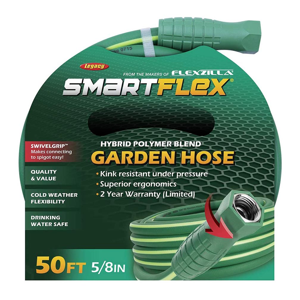 SmartFlex® Garden Hose 5/8" x 50' 3/4" - 11 1/2 GHT Fittings